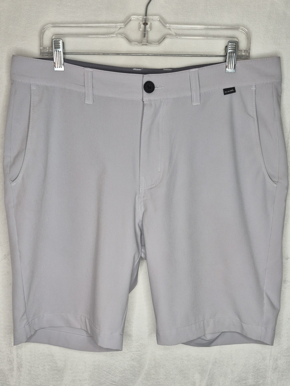 Travis Mathew Men's Light Gray Performance Flat Front Shorts - Size 34